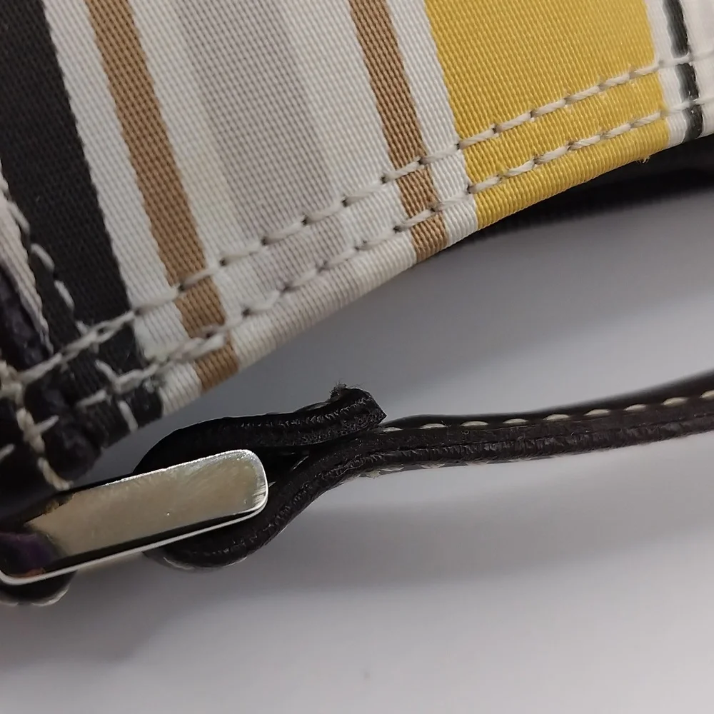 Liz Claiborne Classic Striped Small Shoulder Bag Black, Yellow, Brown VTG Y2K